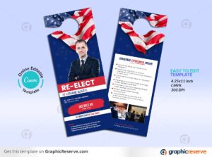Political Re-Election Door Hanger Design (Canva template)