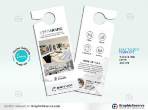 Open House Real Estate Door Hanger Design (Canva template)