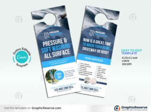 Pressure/Power Washing Door Hanger Design – Canva Template