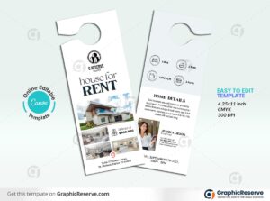 House for Rent Real Estate Door Hanger Design (Canva Template)