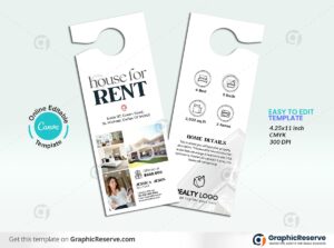 House for Rent Real Estate Door Hanger | Canva Template