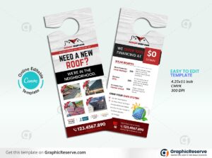 Solar Roofing Service Door Hanger Design (Canva template)