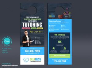 Private / House Tutoring Door Hanger Design Canva template