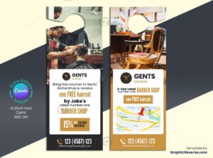 Barber Shop Door Hanger Design Template - Editable in Canva
