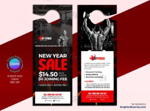 Bodybuilding Gym Door Hanger (Canva Template)