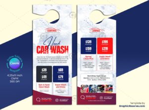Editable Canva Template for Car Wash Pricing Door Hanger Advertising Design