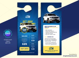 Car Wash Pricing Door Hanger Design Template - Editable in Canva