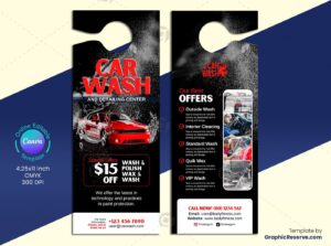 Customizable Car Wash Advertising Door Hanger Template - Canva Ready