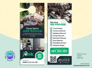 Clean Space Junk Removal Door Hanger Design Canva Template