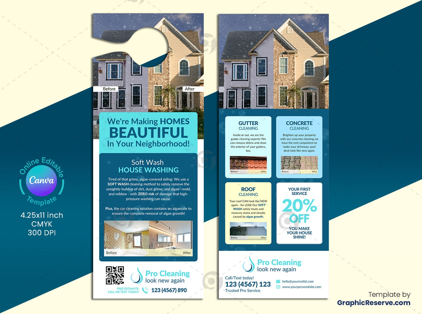 Exterior Cleaning Service Door Hanger (Canva Template)