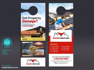 Damage Property Repairing Door Hanger Canva template