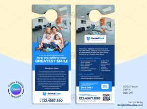 Dental Clinic Door Hanger Design Canva Template