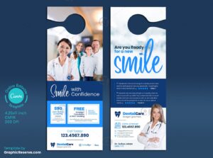 Dental Coupon Door Hanger Canva template