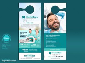 Dental Coupon Door Hanger Design Canva template