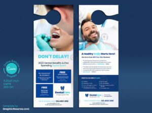 Dental Service Door Hanger Design Canva template