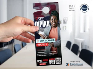 Election Candidate Door Hanger Design Template