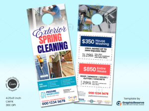 Exterior Spring Cleaning Door Hanger Design Canva Template (2 Varients)