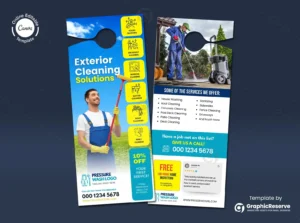 Exterior Cleaning Service Door Hanger Design Canva Template