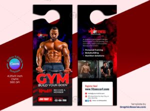 Gym Fitness Door Hanger Design Template - Editable in Canva