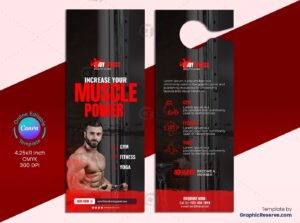 Professional Fitness Gym Door Hanger Template - Canva Editable