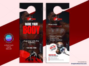 Canva Gym Fitness Door Hanger Design Template for Effective Advertising