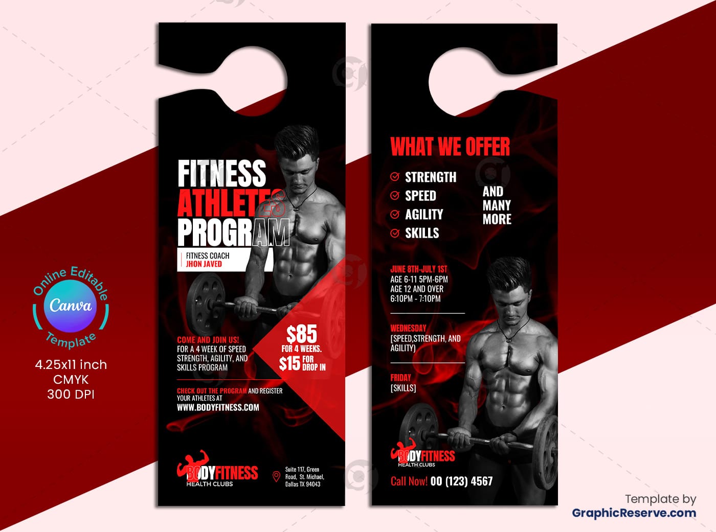Gym Pricing Door Hanger Design Canva Template