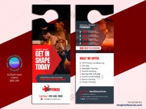 Gym Pricing Packages Door Hanger Design Canva Template