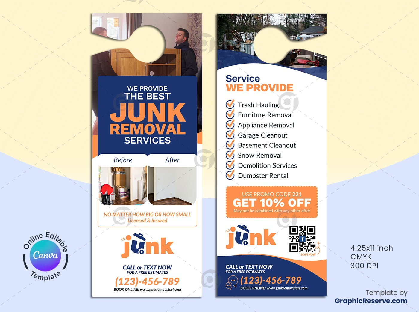 Junk Removal Coupon Door Hanger Canva Template
