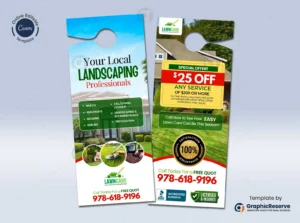 Landscaping Door Hanger Design Canva Template For Lawn Care Service Marketing