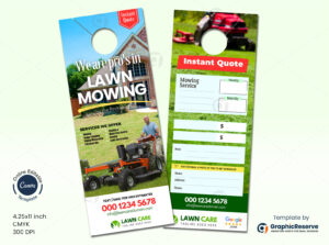 Lawn Care Instant Quote Door Hanger Canva Template