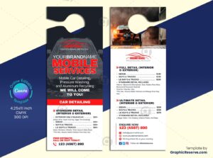 Auto Mobile Servicing Price List Door Hanger Design (Canva Template)