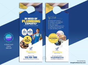 Plumbing Business Door Hanger Canva Template for Effective Promotion