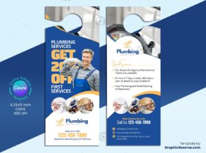 Modern Plumbing Door Hanger Canva Template for Service Advertising