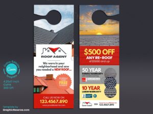 Re-Roofing Door Hanger Design Canva template