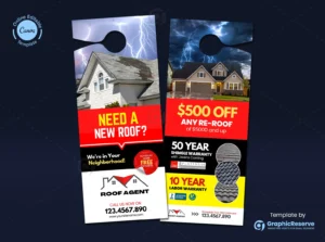 Roofing Advertising Door Hanger Design Template – Editable in Canva