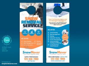 Snow Removal Service Door Hanger Canva template