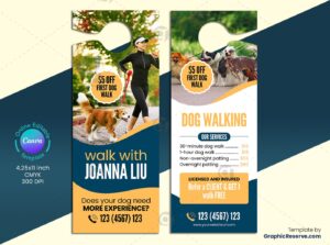 Dog Walking Door Hanger Design (Canva Template)