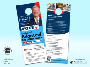 Political Campaign Door Hanger Design Canva Template
