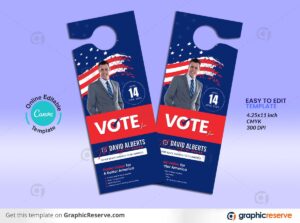 Election Campaign Political Door Hanger Canva Template
