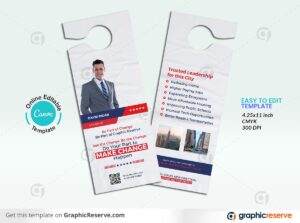 Political Election Campaign Door Hanger Canva template P1|43830 Political Election Campaign Door Hanger Canva template P2