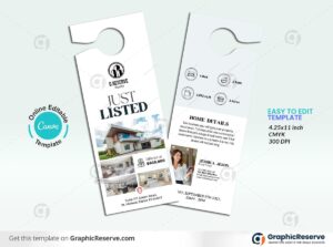Just Listed Real Estate Door Hanger Design