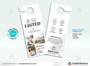 Just Listed Real Estate Door Hanger Design