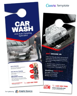 |Car Wash Service Door Hanger 1v