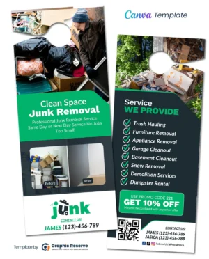 |Clean Space Junk Removal Canva Door Hanger