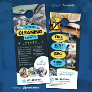 |Cleaning Service Door Hanger Canva Template|