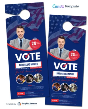 |43790 Election Campaign Political Door Hanger Design Canva template