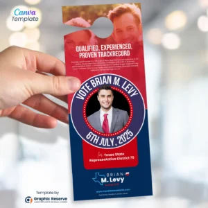 |Creative Political Door Hanger Design Canva Template|Creative Door Hanger Template For political Candidate|