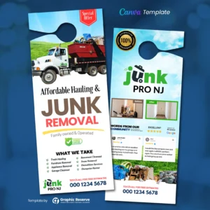 Canva Door Hanger Design Template for Junk Removal Services|Door Hanger Design For Junk Hauler|