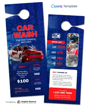 |Car Wash Pricing Door Hanger 1v