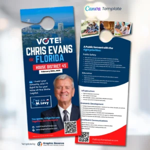 Political Campaign Door Hanger Template Canva Design
